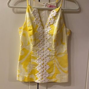 Lilly Pulitzer Magnolia yellow and white  top